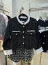 Color Contrast Crop Tweed Jacket